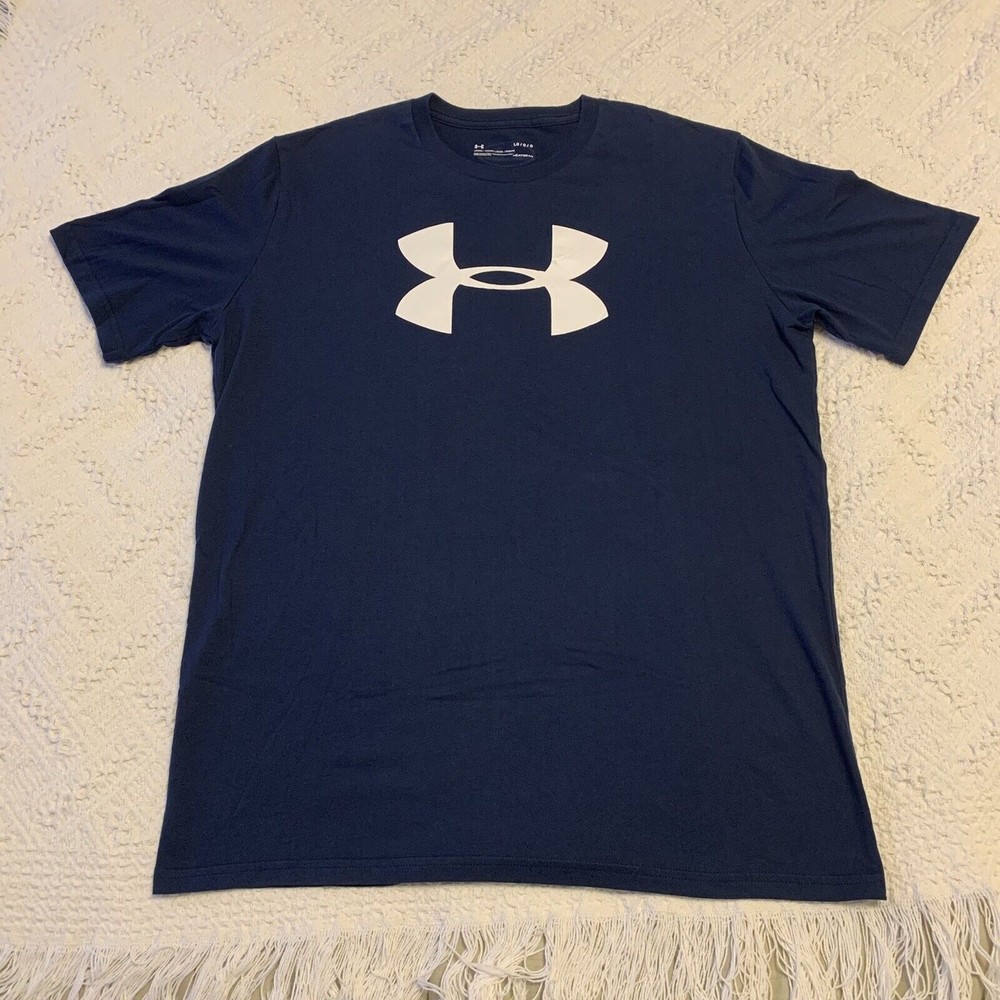 Under Armour T Shirt Mens Size Large Blue Short Sleeve Crewneck Heat Gear